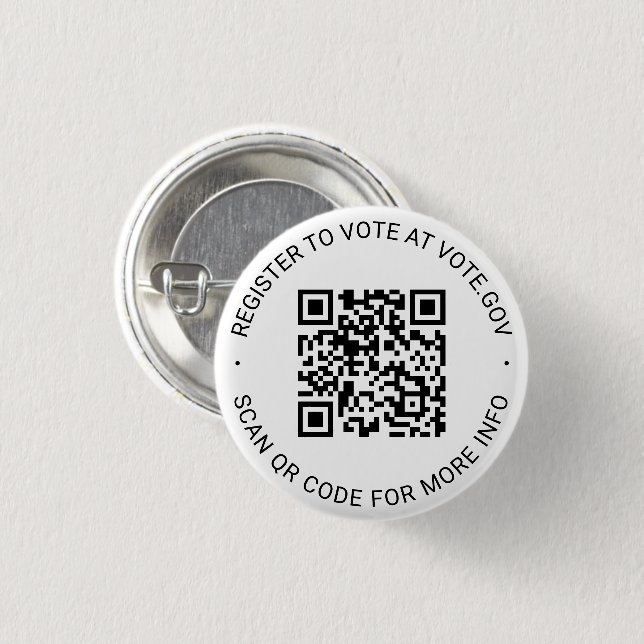 Chapa Redonda De 2,5 Cm Inscríbase para votar blanco personalizado de códi (Anverso y reverso)