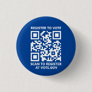 Chapa Redonda De 2,5 Cm Inscríbase para votar personalizado de código QR e