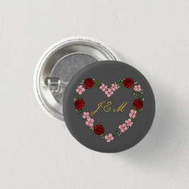 Chapa Redonda De 2,5 Cm Insigne gris avec couronne de fleurs