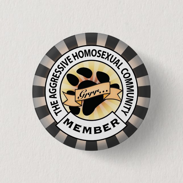 Chapa Redonda De 2,5 Cm Insignia agresiva del oso (Anverso)