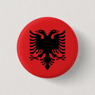 Chapa Redonda De 2,5 Cm Insignia albanesa de la bandera