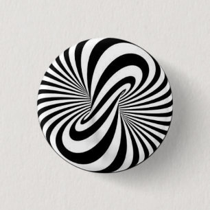 Chapa Redonda De 2,5 Cm Insígnia - Arte Psicodélico B/N