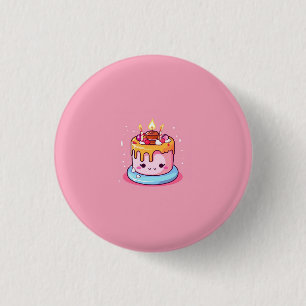 Chapa Redonda De 2,5 Cm Insígnia/botón/pin de pastel kawaii rosa
