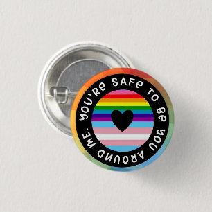 Chapa Redonda De 2,5 Cm Insignia de Aliado LGBTQ+ "Eres Seguro de Ser Tú A