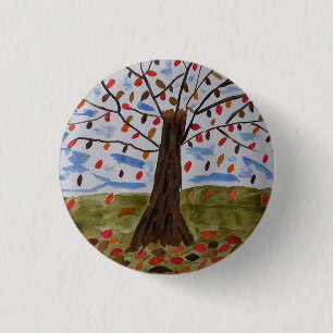 Chapa Redonda De 2,5 Cm Insignia de árbol de otoño