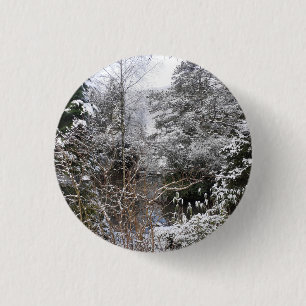 Chapa Redonda De 2,5 Cm Insígnia de árboles nevados