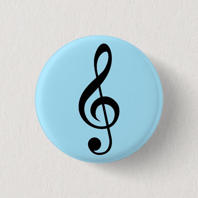 Chapa Redonda De 2,5 Cm Insignia de Blue Music Clef (Anverso)