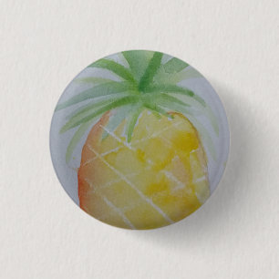 Chapa Redonda De 2,5 Cm Insignia de la piña de Acuarela
