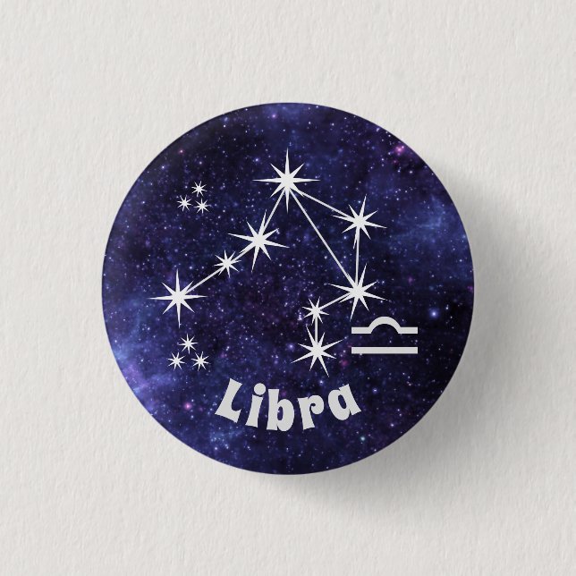Chapa Redonda De 2,5 Cm Insignia de Libra, placa de Zodiac Horoscope (Anverso)