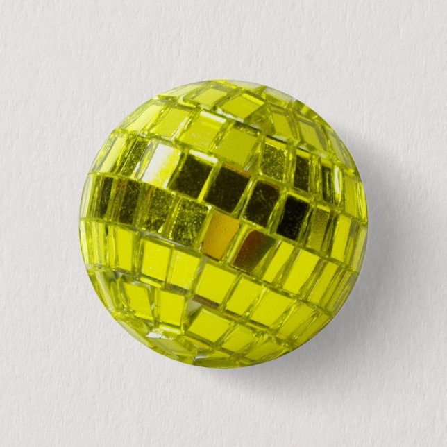 Chapa Redonda De 2,5 Cm Insignia Disco - Mini Bola a Facetas Verde Anís (Anverso)