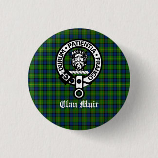 Chapa Redonda De 2,5 Cm Insignia Escudo de Clan Muir y Tartán