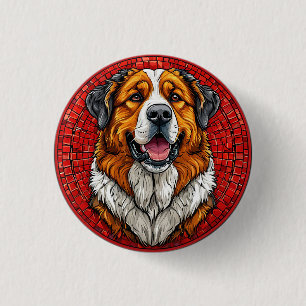 Chapa Redonda De 2,5 Cm 🐶 Insignia para Amantes de Perros San Bernardo pa