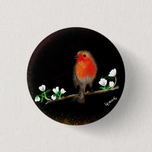 Chapa Redonda De 2,5 Cm Insignias y pines de Red Robin, dibujo de arte ori