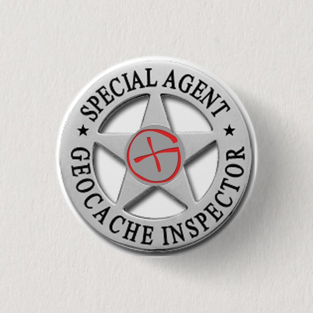 Chapa Redonda De 2,5 Cm Inspector Agent* *Special w/logo de Geocache (Anverso)