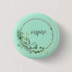 Chapa Redonda De 2,5 Cm Inspire Con Marco Botánico Floral