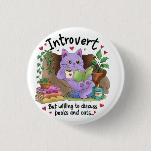 Chapa Redonda De 2,5 Cm Introvertido pero dispuesto a hablar de libros y g