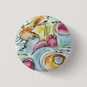 Chapa Redonda De 2,5 Cm Invierno-Pintado a Mano Abstracto Acuarela