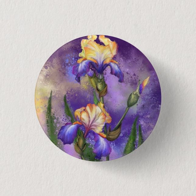 Chapa Redonda De 2,5 Cm Iris Flowers Irises - Pintura (Anverso)