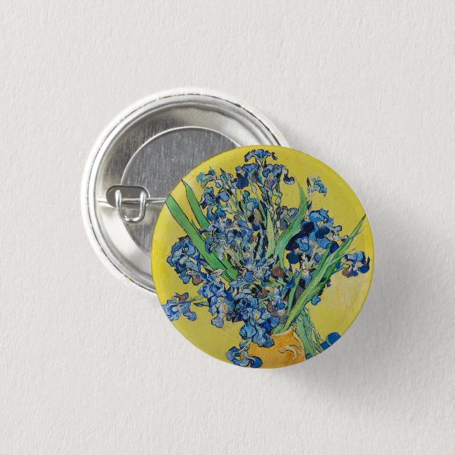 Chapa Redonda De 2,5 Cm Irises Vincent van Gogh (Anverso y reverso)