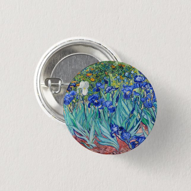 Chapa Redonda De 2,5 Cm Irises  Vincent van Gogh   (Anverso y reverso)