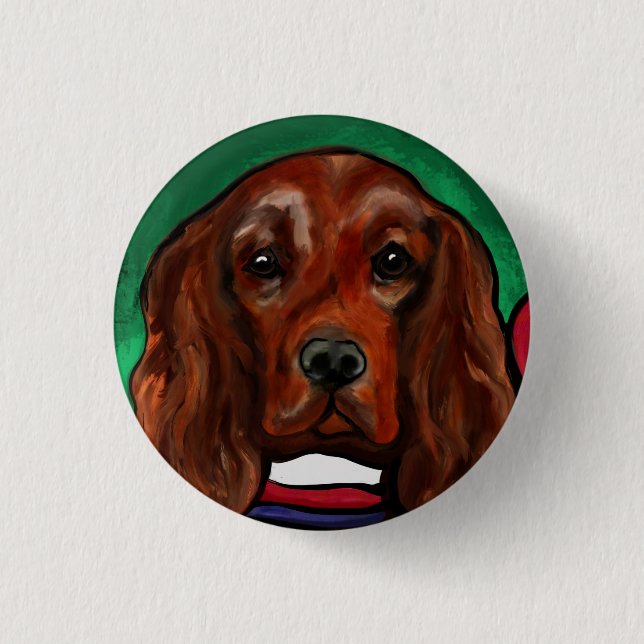 Chapa Redonda De 2,5 Cm Irish Red Setter    (Anverso)