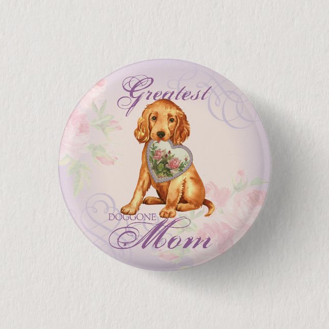 Chapa Redonda De 2,5 Cm Irish Setter Heart Mom (Anverso)