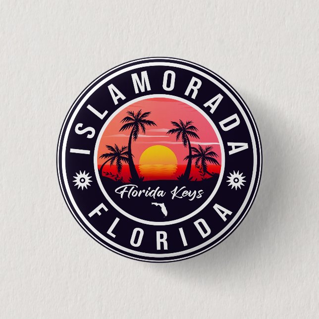 Chapa Redonda De 2,5 Cm Islamorada Florida Retro Sunset Beach Souvenirs (Anverso)