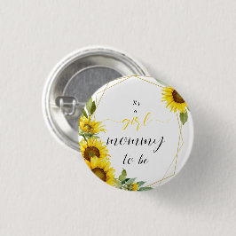 Chapa Redonda De 2,5 Cm It's a Girl! Watercolor Sunflower Mommy-to-be