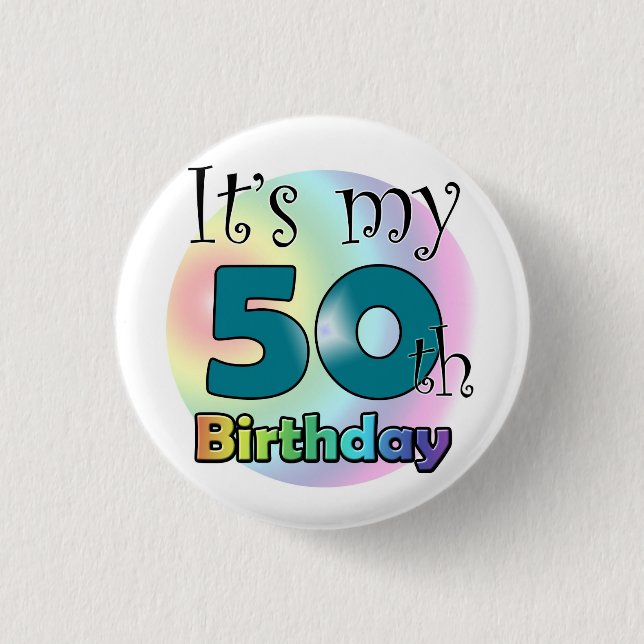Chapa Redonda De 2,5 Cm It's my 50th Birthday (Blue) (Anverso)