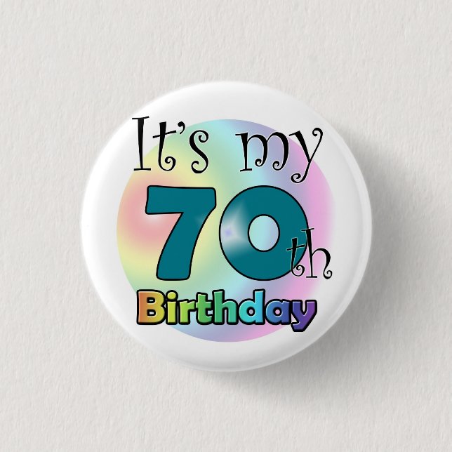 Chapa Redonda De 2,5 Cm It's my 70th Birthday (Blue) (Anverso)