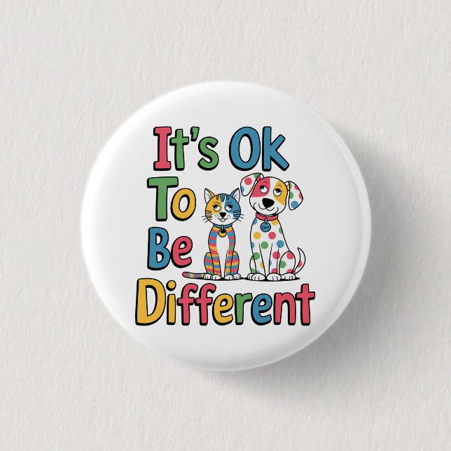 Chapa Redonda De 2,5 Cm It's ok to be different (Anverso)