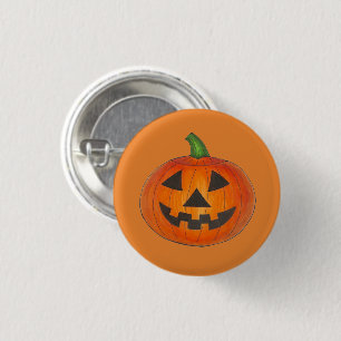 Chapa Redonda De 2,5 Cm Jack o' Lantern Pumpkin Naranja del Partido Hallow
