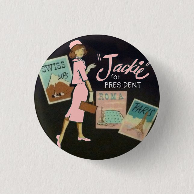 Chapa Redonda De 2,5 Cm Jackie Kennedy para presidente (Anverso)