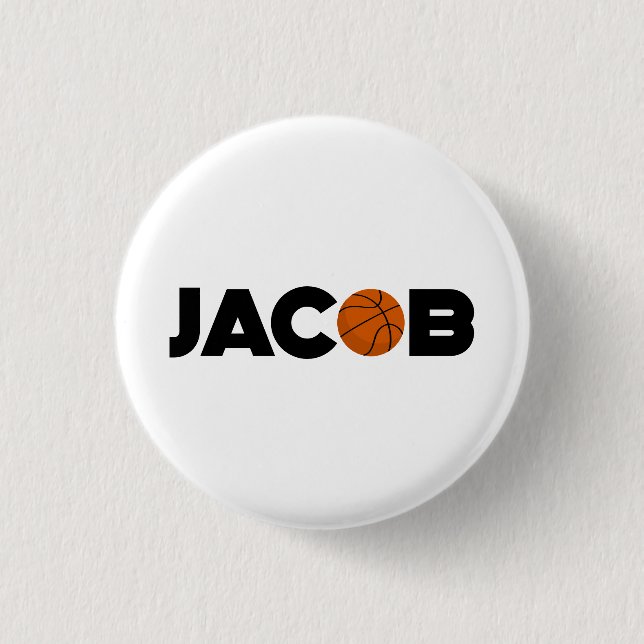 Chapa Redonda De 2,5 Cm Jacob Basketball (Anverso)