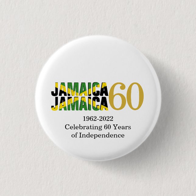 Chapa Redonda De 2,5 Cm JAMAICA 60 Aniversario de la Independencia (Anverso)