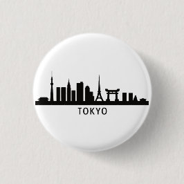 Chapa Redonda De 2,5 Cm Japan Cityscape Travel | Tokyo Skyline Silhouette