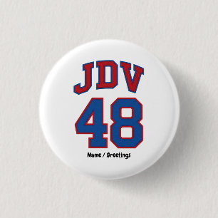 Chapa Redonda De 2,5 Cm JDV 48 Retro Estilo Varsity Monograma Deportivo Vi
