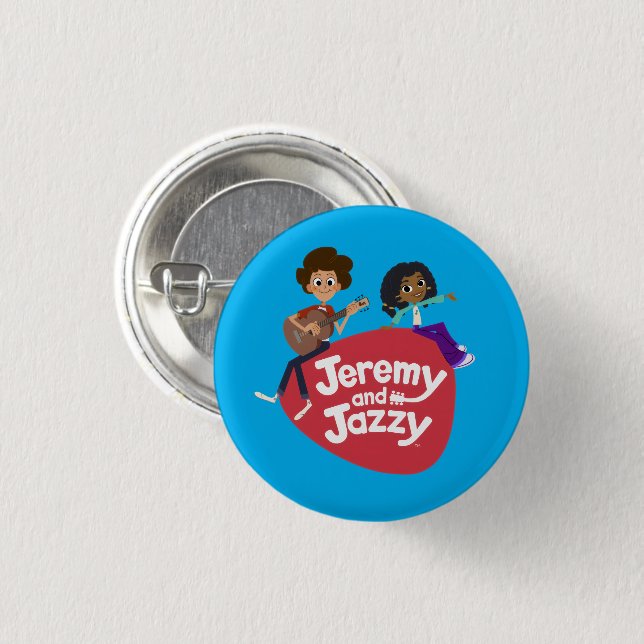 Chapa Redonda De 2,5 Cm Jeremy and Jazzy Button (Anverso y reverso)
