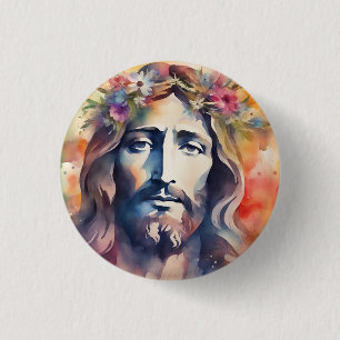 Chapa Redonda De 2,5 Cm Jesús de la acuarela