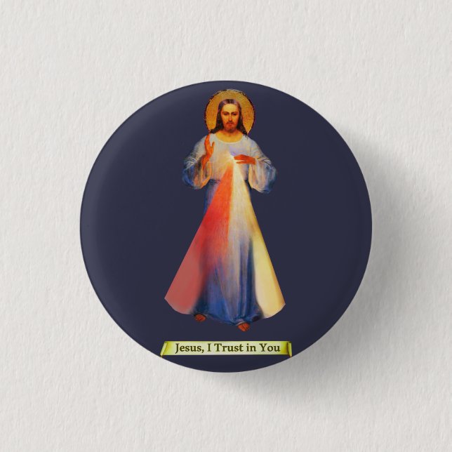 Chapa Redonda De 2,5 Cm Jesus Divine Mercy Button (Anverso)