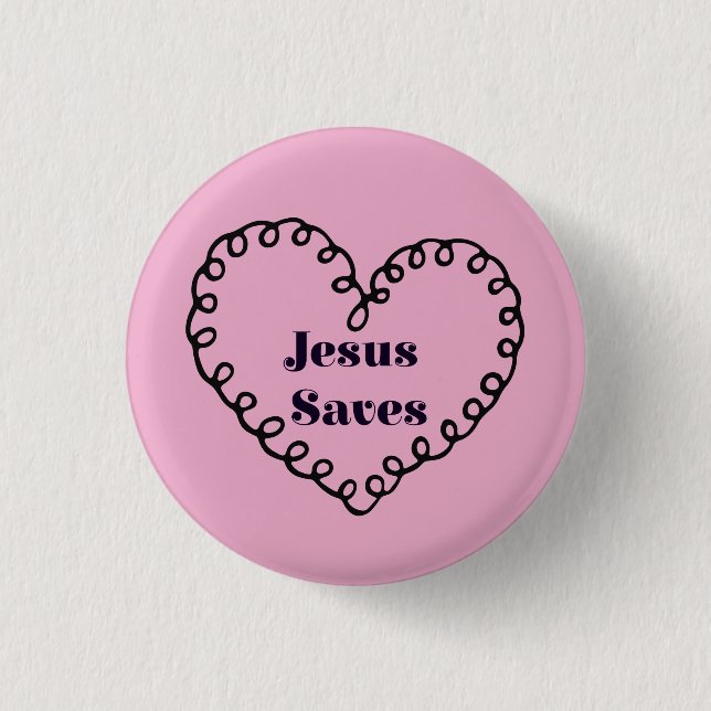 Chapa Redonda De 2,5 Cm Jesús Salva Corazón (Anverso)