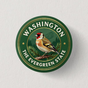 Chapa Redonda De 2,5 Cm 🌲 Jilguero de Washington Patrimonio Perenne