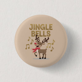Chapa Redonda De 2,5 Cm Jingle Bells Singing Reindeer