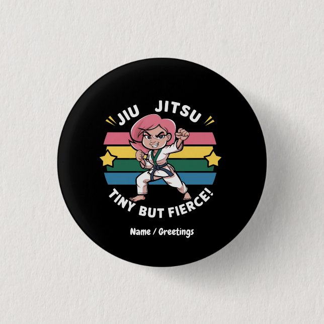 Chapa Redonda De 2,5 Cm Jiu Jitsu Pequeño Pero Feroz Empoderan La Confianz (Anverso)