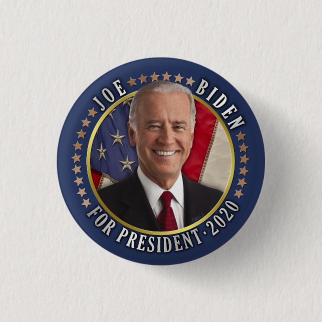 Chapa Redonda De 2,5 Cm Joe Biden para presidente 2020 Foto demócrata (Anverso)