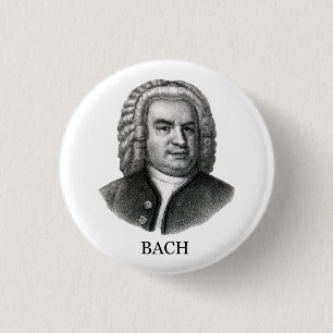 Chapa Redonda De 2,5 Cm Johann Sebastian Bach, negro