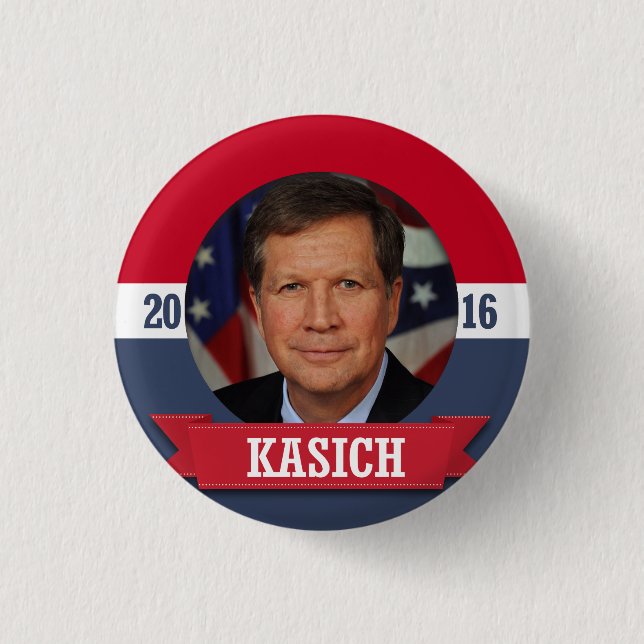 CHAPA REDONDA DE 2,5 CM JOHN KASICH 2016 (Anverso)