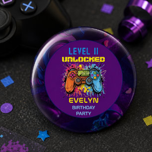 Chapa Redonda De 2,5 Cm Juego en el día de cumpleaños del videojuego de ni