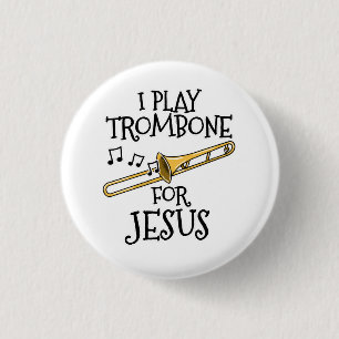 Chapa Redonda De 2,5 Cm Juego Trombón Para Jesús, Trombonista Cristiano
