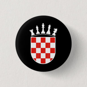 Chapa Redonda De 2,5 Cm Jugador de ajedrez de colores de bandera croata ob